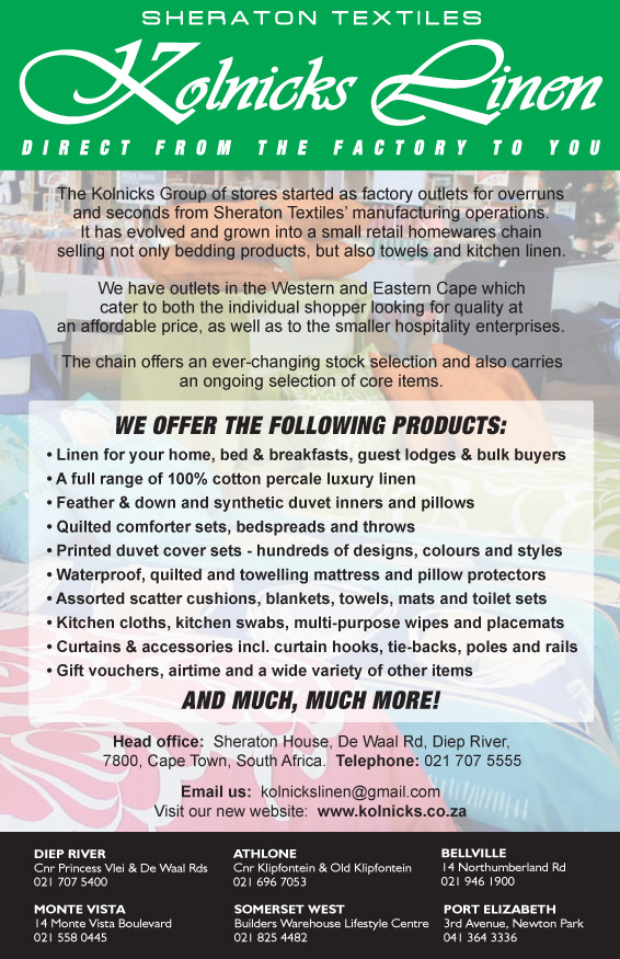 Kolnicks Linen Diep River Linen Factory shop The AZ of Factory Shops