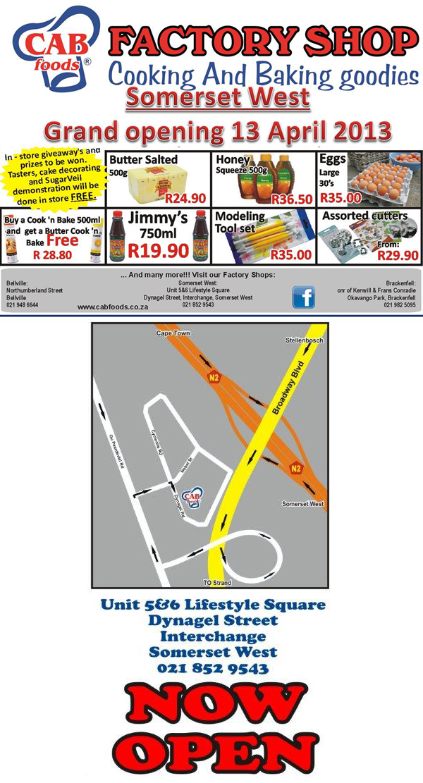 CAB Foods Somerset West Grand Opening Specials The AZ of Factory Shops
