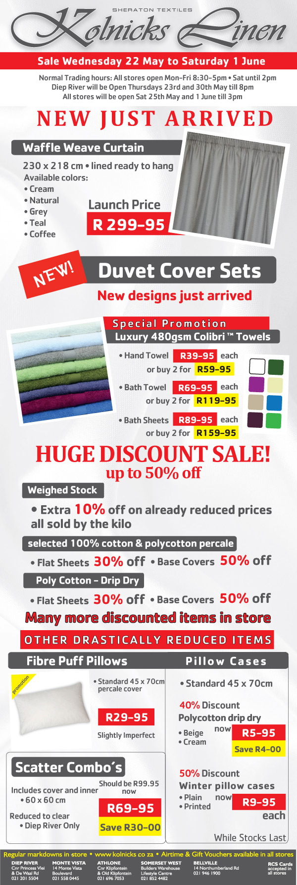 Kolnicks Linen Factory Shop Sale Cape Town The AZ of Factory Shops