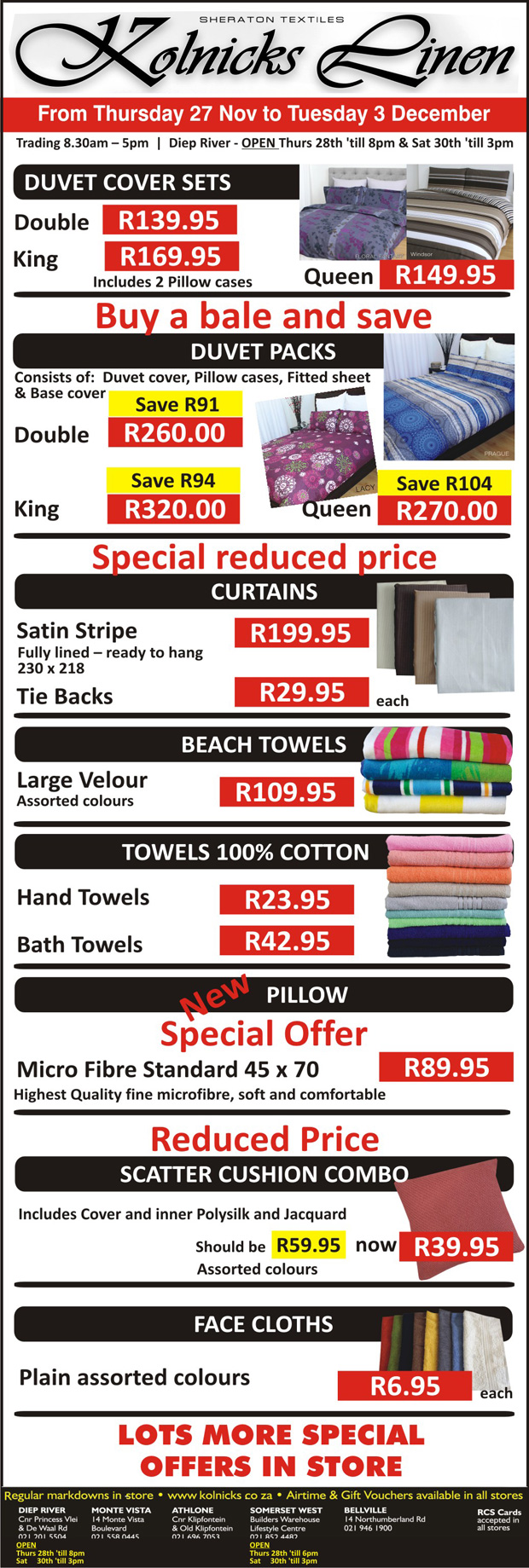 Kolnicks Linen Factory Shop Sale Cape Town The AZ of Factory Shops